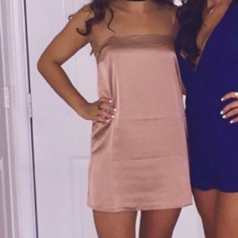Mini pink slip dress